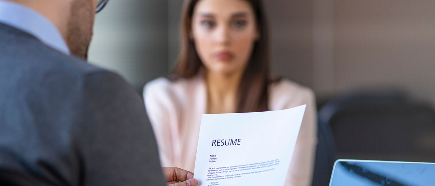 a womans resume is considered for a healthcare job