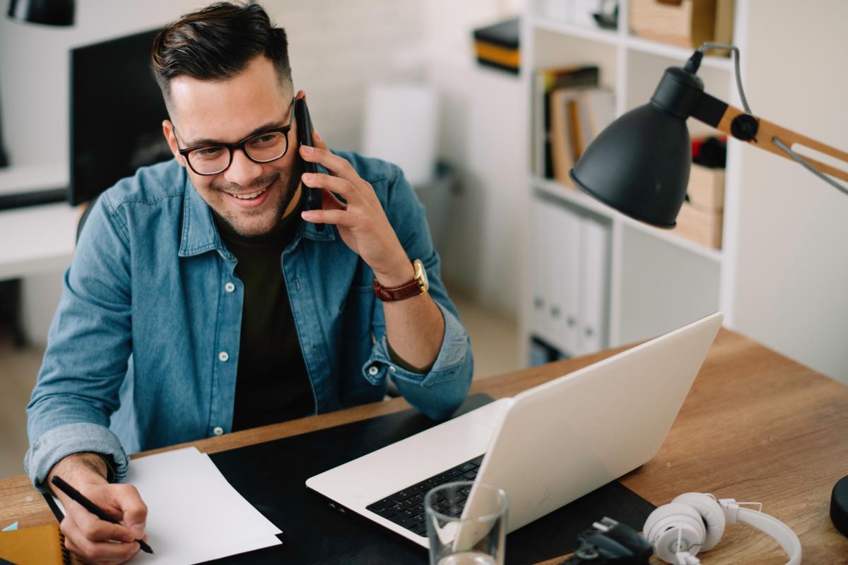 a man enjoys the benefits and freedom of working a remote healthcare job