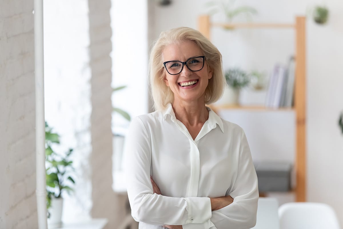 a woman begins her career as a mental health counselor in florida in a bright new office