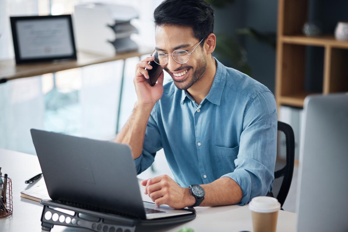 a man has a successful phone interview with a potential employer