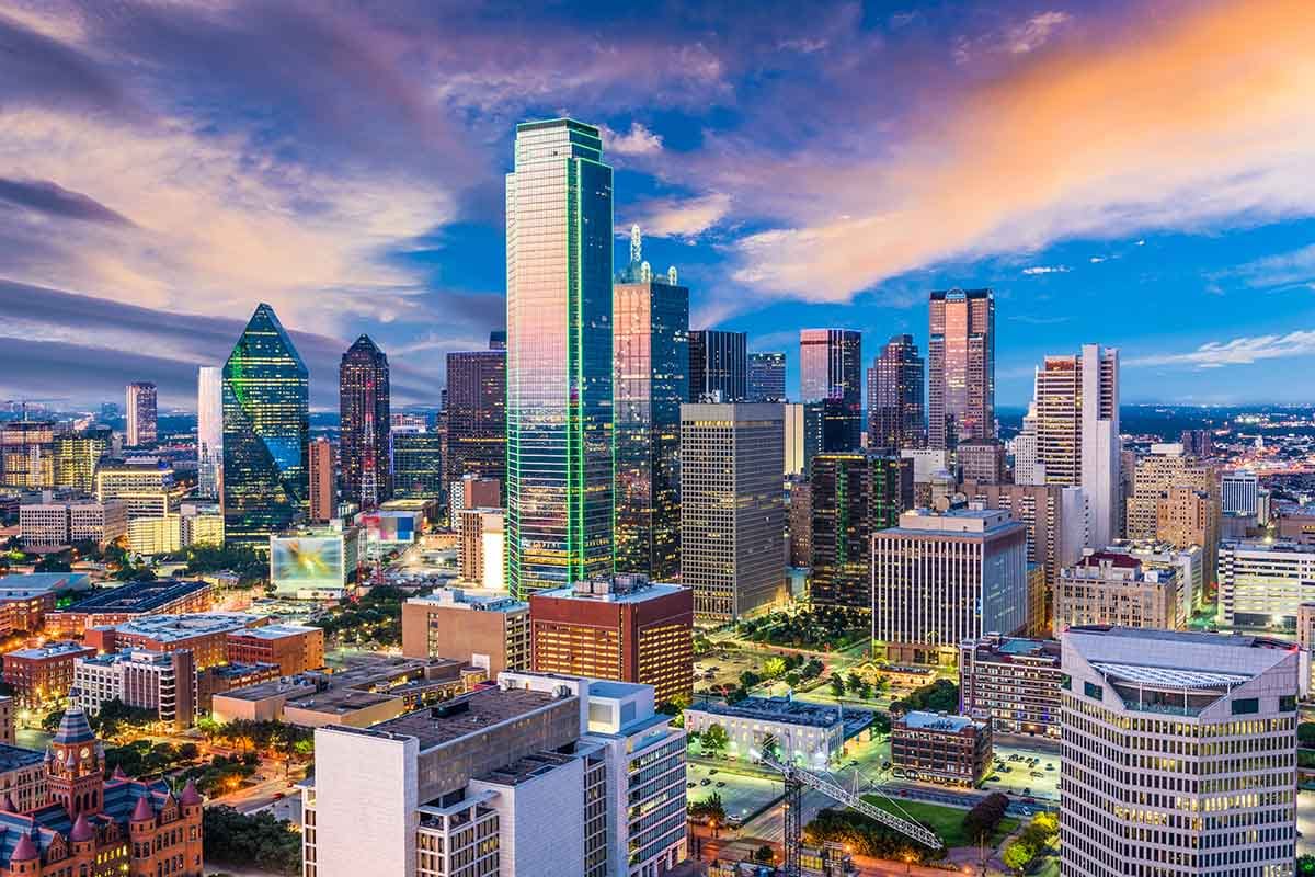 a photograph of the dallas texas city skyline