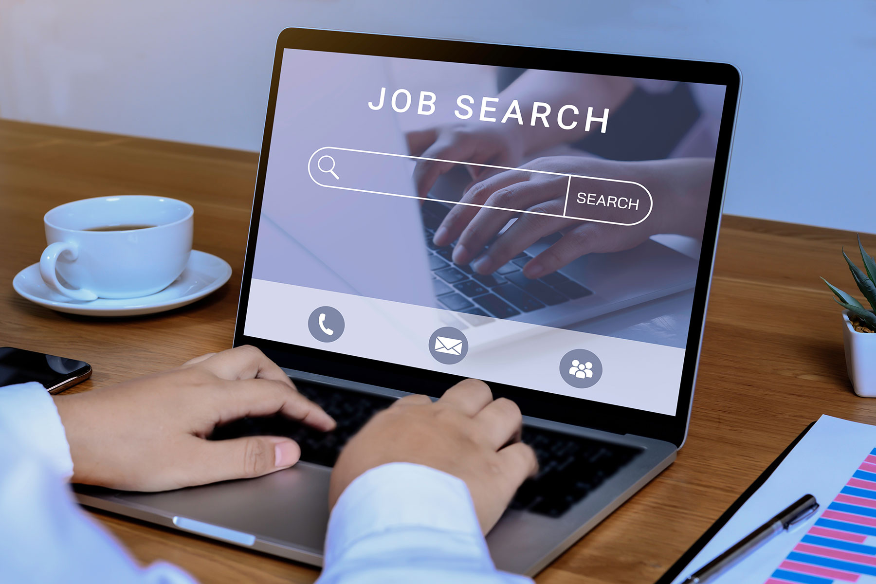a person searches for a new career online